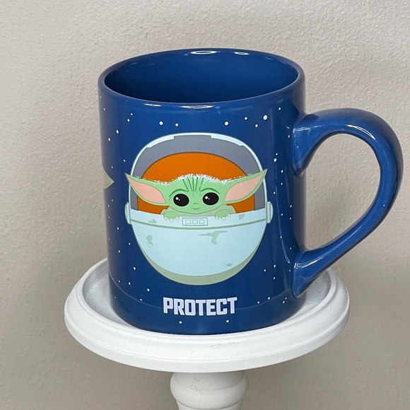 Star Wars The Child 'Protect, Attack, Snack' Blue Spotted Ceramic Coffee… - Picture 2 of 6
